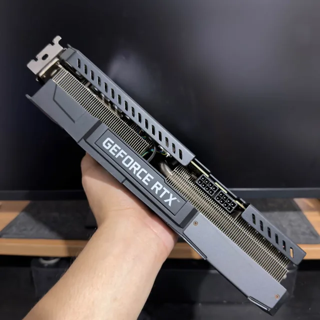 GeForce RTX graphics card photographed before packing