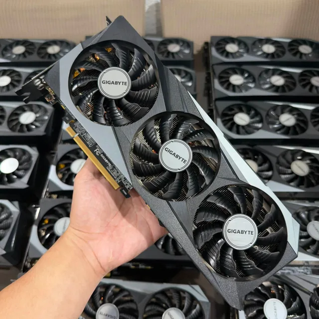 Gigabyte triple-fan graphics card, front view