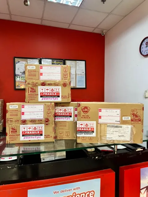Boxed shipments at the LBC counter