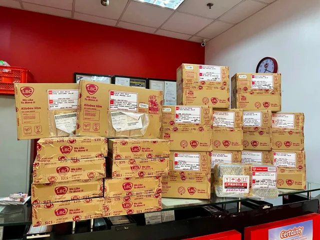 Packed parcels at the LBC counter