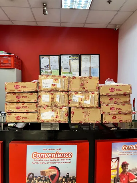 Packed orders ready at the courier counter
